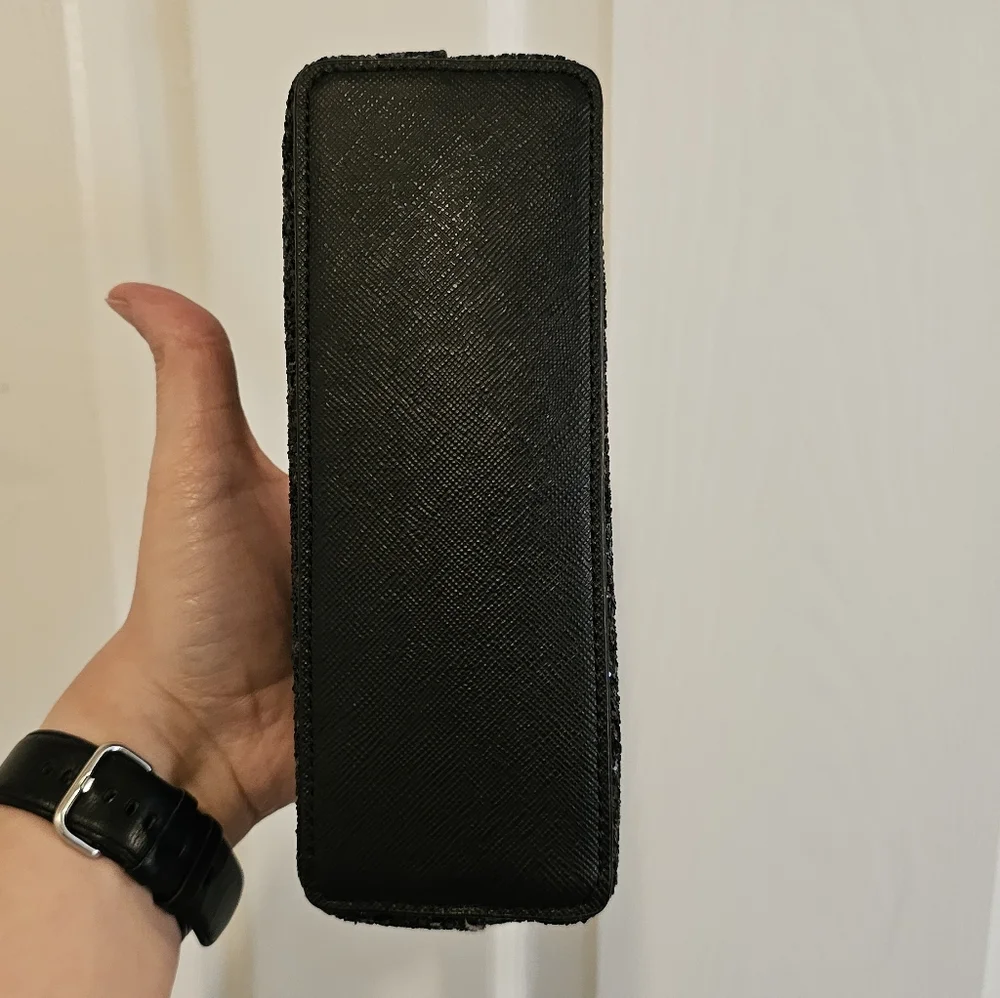 Kate Spade NWOT Black Glitter Zip Pouch